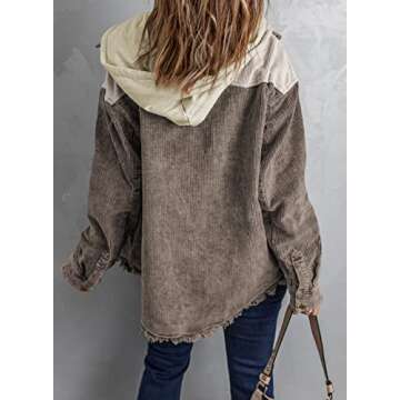 Dokotoo Winter Fall 2024 Coats for Women Fashion Casual Long Sleeve Flannel Shirts Contrast Color Bl...