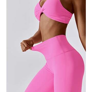 ABOCIW Workout Sets for Women V-Neck Twist Front Strappy Criss-Cross Back Sport Bra Tummy Conrol High Waist Leggings 2 Piece Exercise Gym Yoga Outfit Pink Small