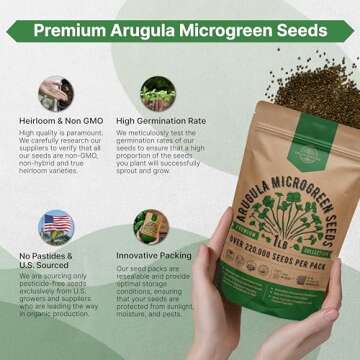 Non-GMO Arugula Microgreens Seeds - 1lb Heirloom Sprout Kit