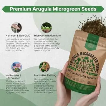Non-GMO Arugula Microgreens Seeds - 1lb Heirloom Sprout Kit