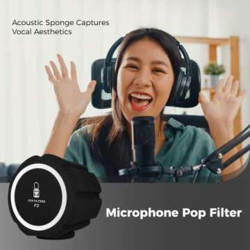 Microphone Pop Filter, Wind Shield Acoustic Filter for Record Studios, Mic Sound-Absorbing Foam Voca...