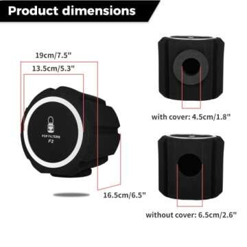 Microphone Pop Filter, Wind Shield Acoustic Filter for Record Studios, Mic Sound-Absorbing Foam Vocal Isolation Foam Ball Noise Canceling Sponge, Five-sided Sealing Design Microphone Windscreen