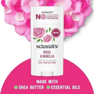 Schmidt's Rose & Vanilla Vegan Deodorant 24 Hour Protection