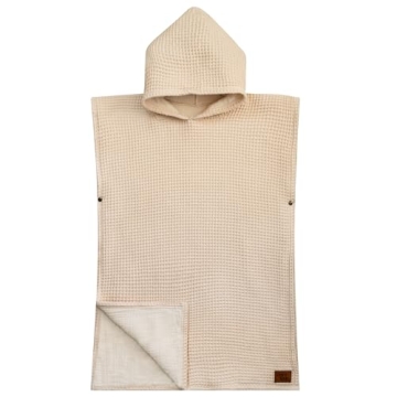 Jade&Kai Hooded Towel for Kids | Snaps into a Poncho | Organic Cotton Waffle | Lightweight and Absor...