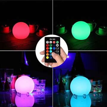 Mr.Go 6-inch RGB Color-Changing LED Globe Orb Light w/Remote, Mood Lamp Kids Night Light, 16 Dimmabl...