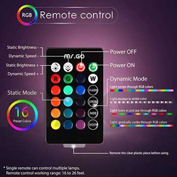 Mr.Go 6-inch RGB Color-Changing LED Globe Orb Light w/Remote, Mood Lamp Kids Night Light, 16 Dimmable Colors & 4 Modes, Battery & AC Adapter Power, Home Bedroom Patio Pool Decorative Lighting