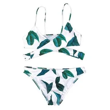 CUPSHE Women's Bikini Swimsuit Tie Low Rise Two Piece Bathing Suit Leaves