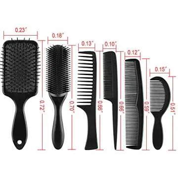 SIQUK 6 Pieces Hair Brush Comb Set Paddle Brush Detangle Hair Brush and Black Combs for Men and Women Wet, Dry, Curly and Straight Hair