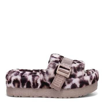 UGG Women's FLUFFITA Panther Print Slipper, Stormy Grey, 8