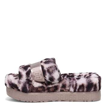 UGG Women's FLUFFITA Panther Print Slipper, Stormy Grey, 8