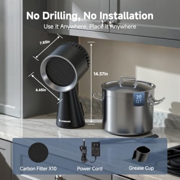 AAOBOSI Portable Range Hood with Powerful Suction and Low Noise Operation