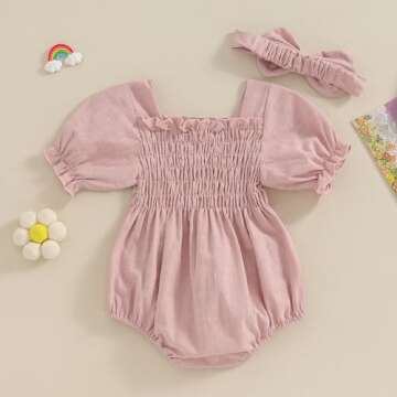 ZAXARRA Infant Baby Girl Plaid Romper Ruffle Bodysuit with Headband (Dark Pink, 6-9 Months)