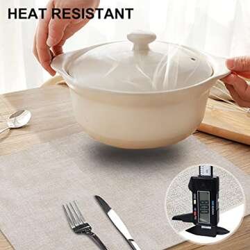 homing Faux Leather Heat Resistant Placemats Set of 6 – Waterproof Wipeable Dining PU Place Mats f...