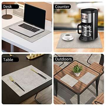 homing Faux Leather Heat Resistant Placemats Set of 6 – Waterproof Wipeable Dining PU Place Mats for Indoor & Outdoor, Easy to Clean - Beige