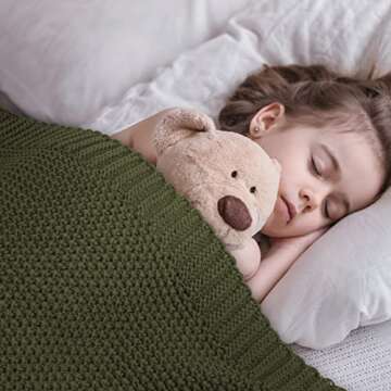 CozeCube Olive Green Throw Blanket for Bed, Soft Cozy Cable Knit Throw Blanket for Twin Bed, Lightweight Warm Decorative Farmhouse Christmas Throw Blanket for Couch Sofa, 60"x80", Olive Green