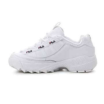 Fila Men's D-Formation Chunky Active Lace Top Round Toe Low Heel Fashion Casual Sneakers, White/Navy/Red, 9.5