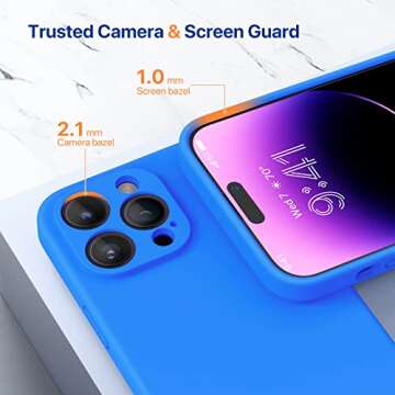 Miracase Designed for iPhone 14 Pro Max Phone Case with Screen Protector,[Upgraded Enhanced Camera Protection],Shockproof Liquid Silicone Case with Microfiber Lining,6.7 inch(Mediterranean Blue)