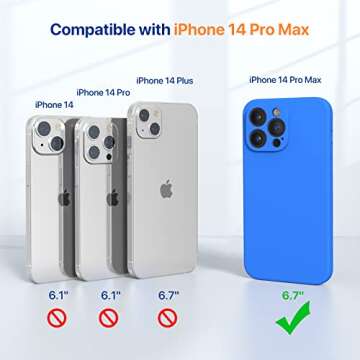 Miracase Designed for iPhone 14 Pro Max Phone Case with Screen Protector,[Upgraded Enhanced Camera Protection],Shockproof Liquid Silicone Case with Microfiber Lining,6.7 inch(Mediterranean Blue)