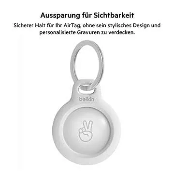 Durable Belkin AirTag Holders with Key Ring - 2-Pack White