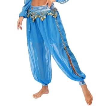 Hedmy Women's Belly Dance Harem Pants Shiny Sequin Tassel Trouser Arabic Performance Loose Pants (US...