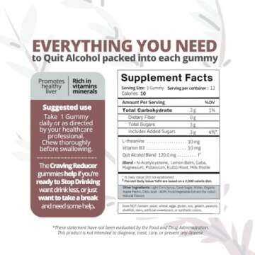 Drop The Craving Quit Drinking Alcohol Aid | 100% Drug-Free, Natural, Works Fast, Support Gummies to...