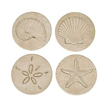 Beach Coasters for Drink Set of 4 Absorbent Nautical Outdoor Housewarming Gifts Marble Style Resin C...