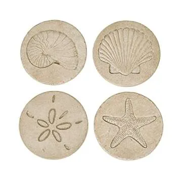 Beach Coasters for Drink Set of 4 Absorbent Nautical Outdoor Housewarming Gifts Marble Style Resin C...