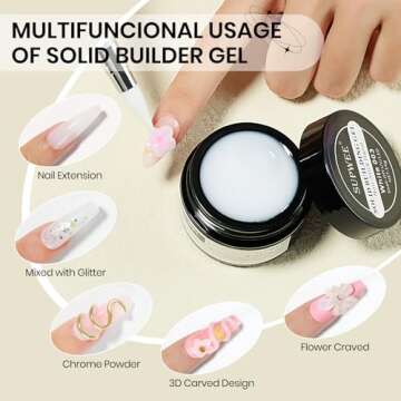 Supwee Solid Sculpture Builder Gel - Non-Stick 3D Nail Gel for DIY Art