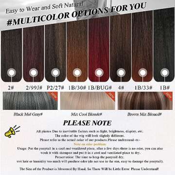 LEOSA Ponytail Extension 14 inch Drawstring Ponytails for Black Women Short Natural Black Yaki Straight Drawstring Ponytail Hair Extensions (14 Inch (Pack of 1), 1B#)