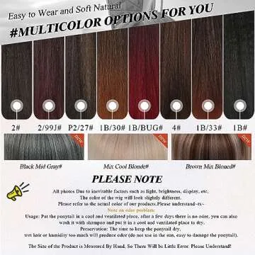 LEOSA Ponytail Extension 14 inch Drawstring Ponytails for Black Women Short Natural Black Yaki Straight Drawstring Ponytail Hair Extensions (14 Inch (Pack of 1), 1B#)