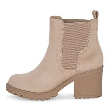 STYLISH S ABBY - Women's Platform Chelsea Ankle Boots Chunky Block Heel Lug Sole (Taupe Imsu, 7.5)