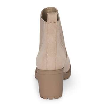 STYLISH S ABBY - Women's Platform Chelsea Ankle Boots Chunky Block Heel Lug Sole (Taupe Imsu, 7.5)
