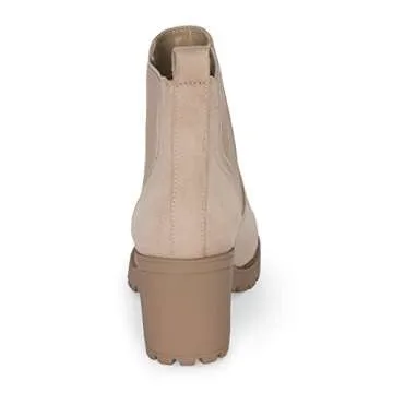 STYLISH S ABBY - Women's Platform Chelsea Ankle Boots Chunky Block Heel Lug Sole (Taupe Imsu, 7.5)