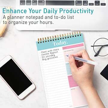 S&O Daily Planner Notepad for Productivity - 52 Page Routine To Do List - Undated Writing pad and Or...