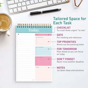 S&O Daily Planner Notepad for Productivity - 52 Page Routine To Do List - Undated Writing pad and Organizer - Every dayTo Do List Scheduler- Coiled Task Planner - Regular calendar Planner - TEAL