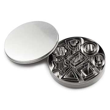 Mini Metal Cookie Cutters Set - 24 Pcs Clay Cutters/Mini Fruit Vegetable Cutters/Star Heart Round Flower Square Mini Cutters - Cookie Cutters for Kids Lunch/Mini Geometric Shapes Cookie Cutters