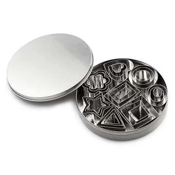 Mini Metal Cookie Cutters Set - 24 Pcs Clay Cutters/Mini Fruit Vegetable Cutters/Star Heart Round Flower Square Mini Cutters - Cookie Cutters for Kids Lunch/Mini Geometric Shapes Cookie Cutters