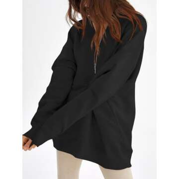 Fisoew Women's Cozy Oversized Half Zip Sweatshirt