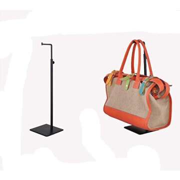 Adjustable Metal Handbag Rack Tabletop Handbag Purse Display Stand Single Hook Bag Stand Holder (Bla...