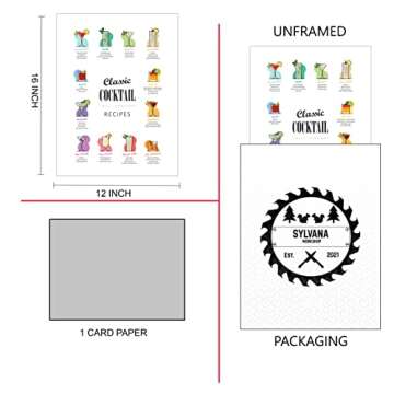 Sylvana Workshop,Cocktail Mixology Wall Art Print for Bar, UNFRAMED(12"x16" Wall Decor), Office Apar...