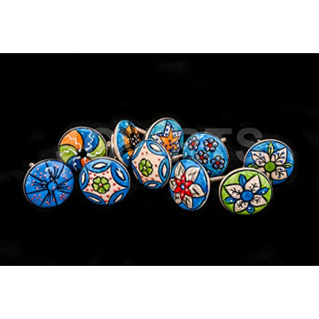 DORPMARKET Sky Blue Ceramic Drawer Knobs 10 Piece Set