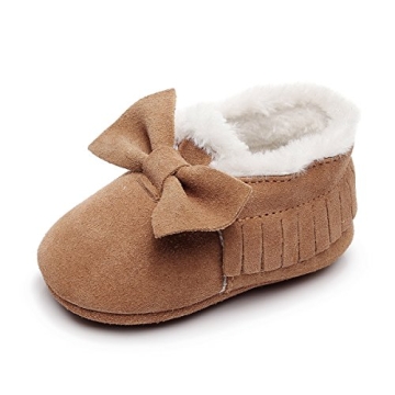 Stylish HONGTEYA Baby Moccasins with Fur Fleece