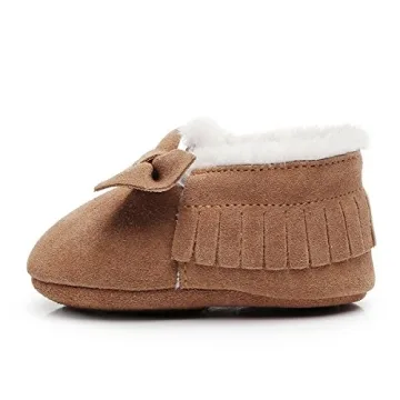 Stylish HONGTEYA Baby Moccasins with Fur Fleece