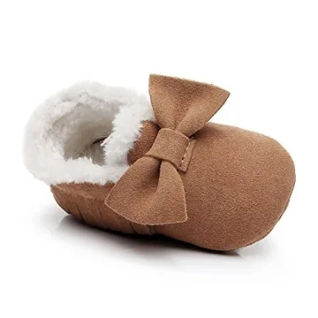 Stylish HONGTEYA Baby Moccasins with Fur Fleece