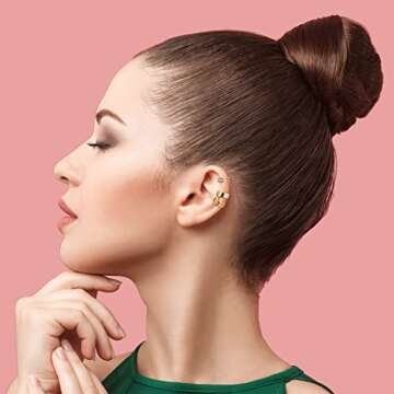 PAGOW 3PCS Cuff Earrings 925 Sterling Silver CZ Non Piercing Fake Helix Cartilage Earcuff, Adjustabl...