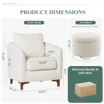 Plush Sherpa Accent Chair with Ottoman Cream Comfort