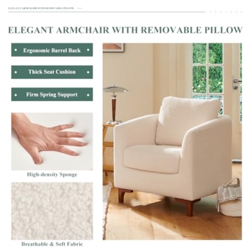 Plush Sherpa Accent Chair with Ottoman Cream Comfort