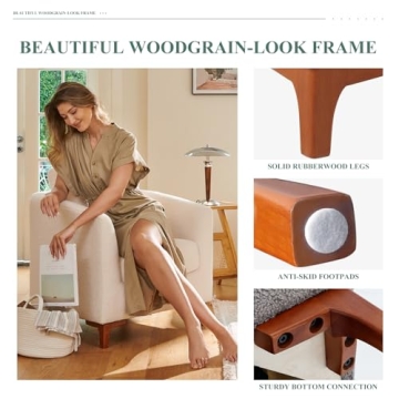 Plush Sherpa Accent Chair with Ottoman Cream Comfort