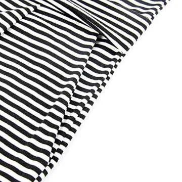 PALINDA Women's Striped Elegant Short Sleeve Wear to Work Casual Pencil Dress with Belt (S, Black)
