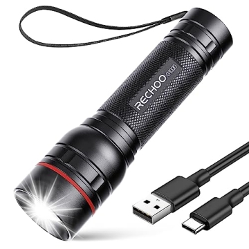 RECHOO Rechargeable Flashlights High Lumens, G1000 Super Bright Flash Light, Small Zoomable Led Flas...